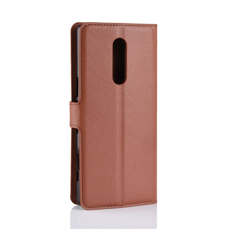 Litchi Skin PU Couro Magnético da Carteira Flip Stand Case Para Sony Xperia 1 - Castanho