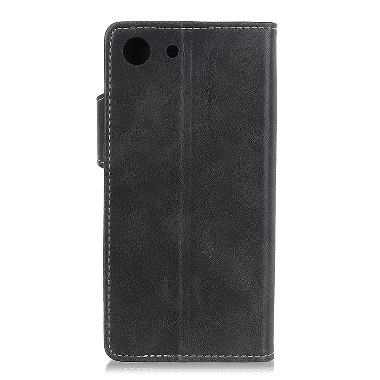 S Shape Textured Wallet Stand Leather Phone Case for Sony Xperia XZ4 Compact - Black-7