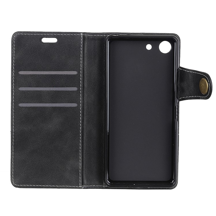 S Shape Textured Wallet Stand Leather Phone Case for Sony Xperia XZ4 Compact - Black-8