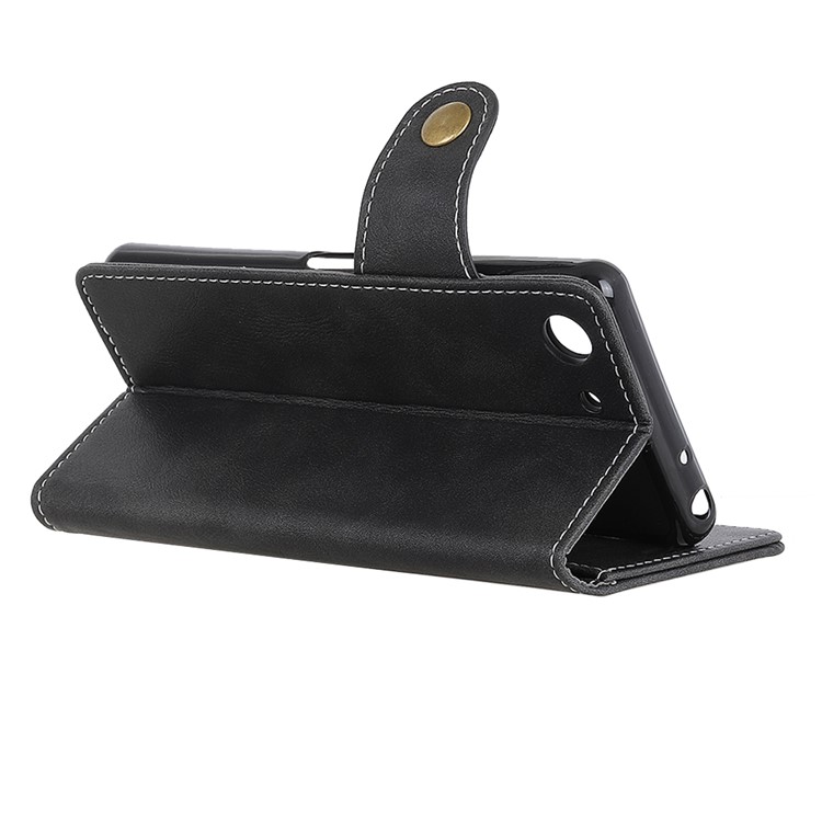 S Shape Textured Wallet Stand Leather Phone Case for Sony Xperia XZ4 Compact - Black-9