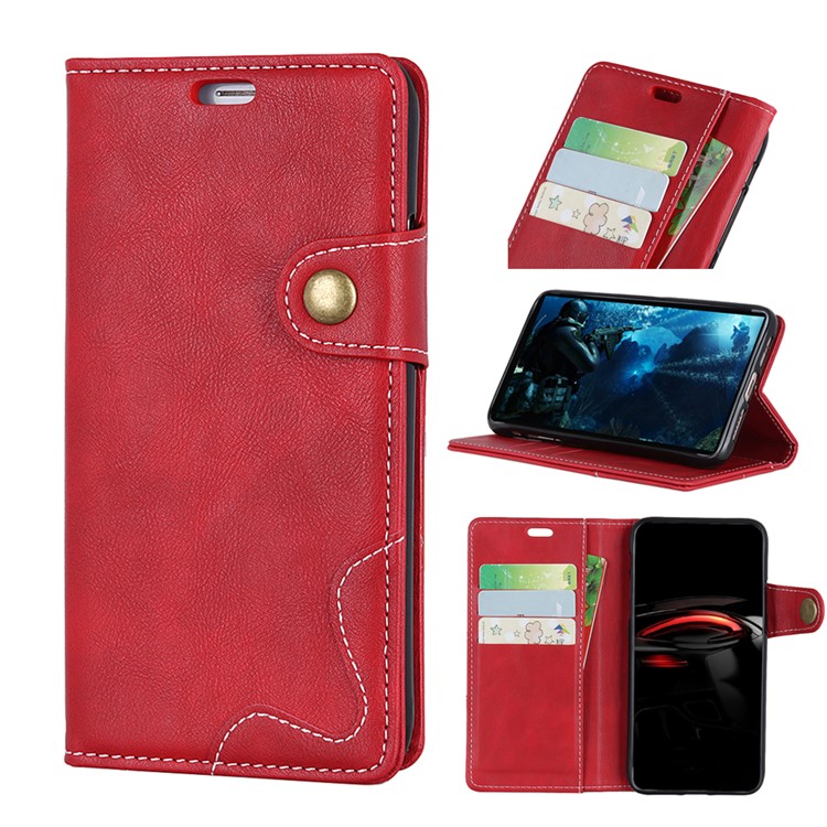 S Shape Textured Wallet Stand Leather Phone Cover for Sony Xperia XZ4 Compact - Red-1