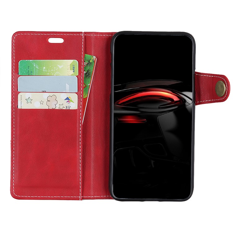 S Shape Textured Wallet Stand Leather Phone Cover for Sony Xperia XZ4 Compact - Red-2