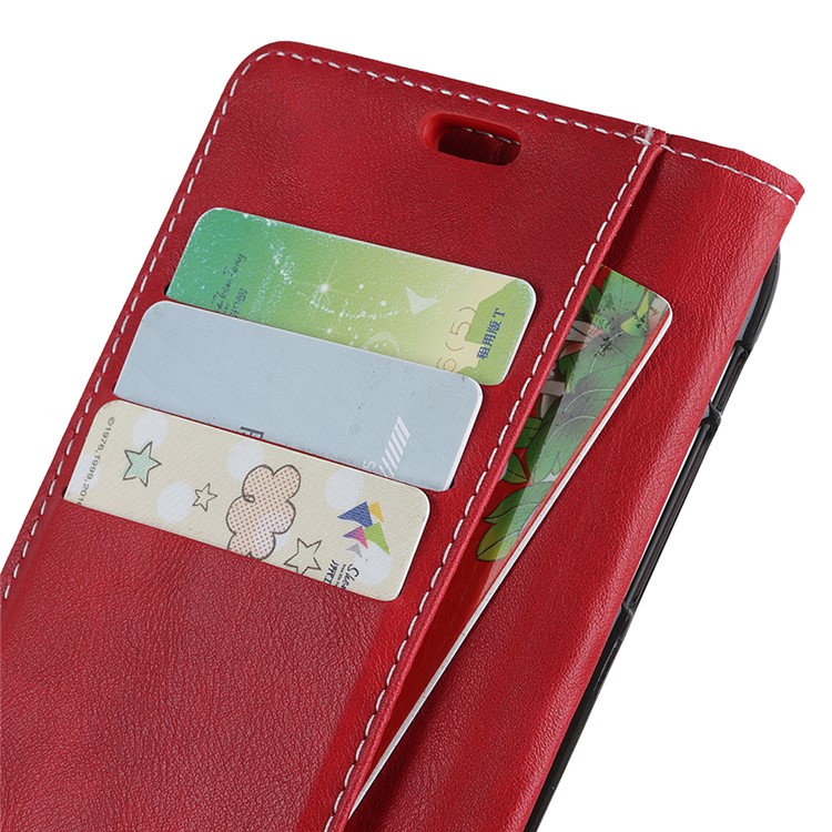 S Shape Textured Wallet Stand Leather Phone Cover for Sony Xperia XZ4 Compact - Red-3