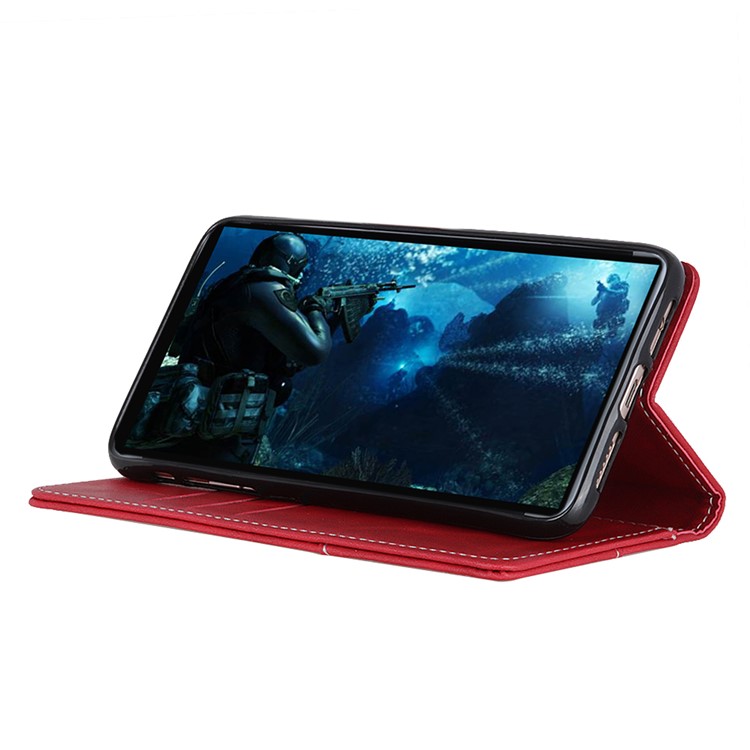 S Shape Textured Wallet Stand Leather Phone Cover for Sony Xperia XZ4 Compact - Red-4