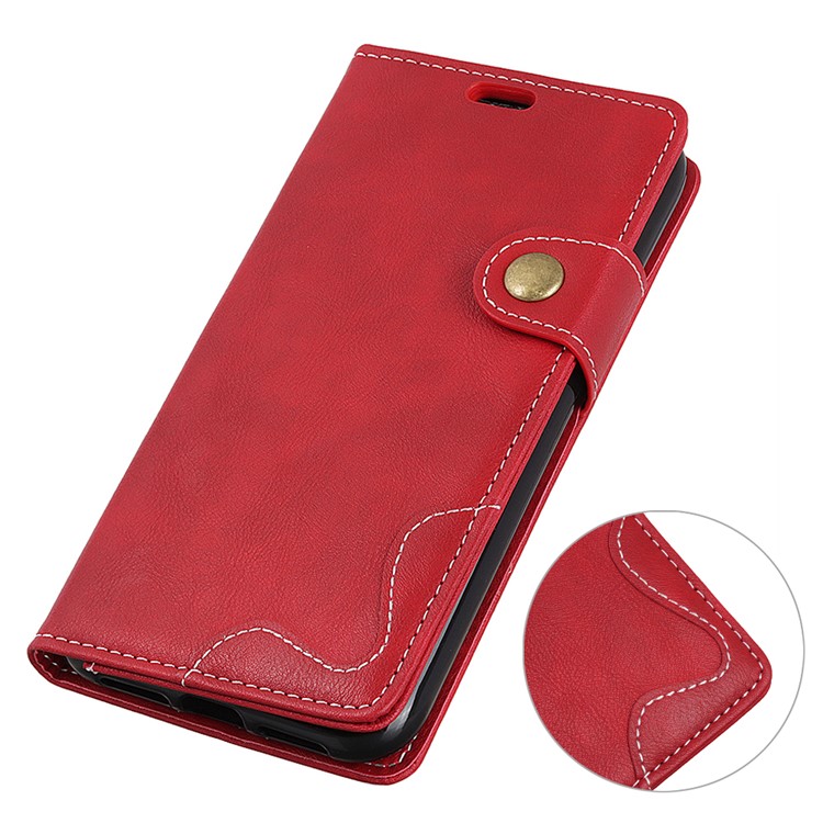 S Shape Textured Wallet Stand Leather Phone Cover for Sony Xperia XZ4 Compact - Red-5