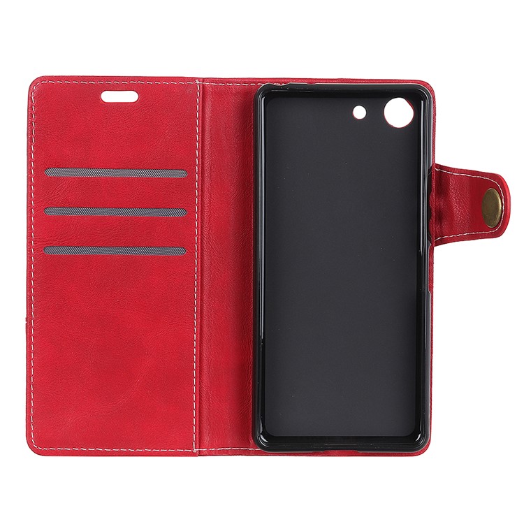S Shape Textured Wallet Stand Leather Phone Cover for Sony Xperia XZ4 Compact - Red-8