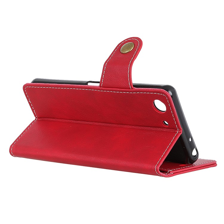 S Shape Textured Wallet Stand Leather Phone Cover for Sony Xperia XZ4 Compact - Red-9