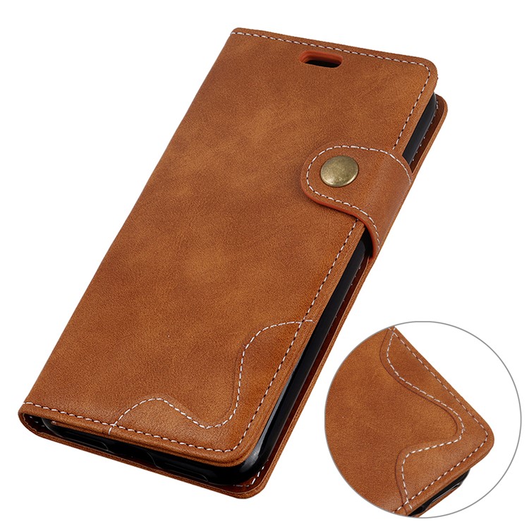 S Shape Textured PU Leather Mobile Phone Shell for Sony Xperia XZ4 Compact - Brown-5