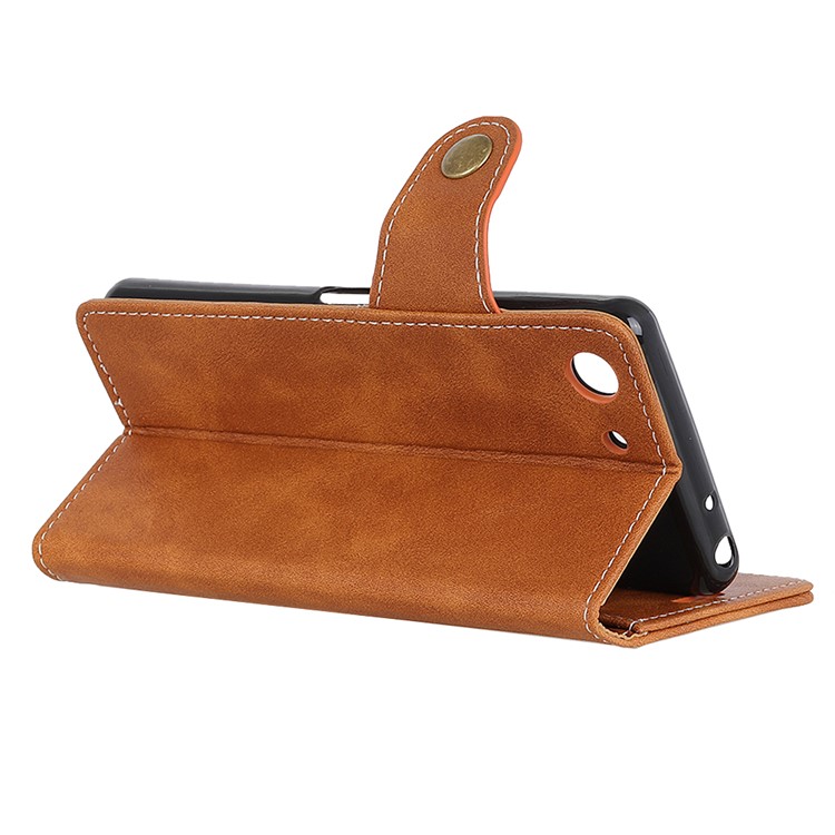S Shape Textured PU Leather Mobile Phone Shell for Sony Xperia XZ4 Compact - Brown-9