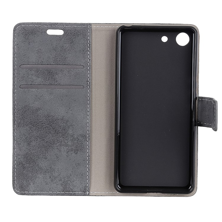 Vintage Style Leather Wallet Case for Sony Xperia XZ4 Compact - Grey-5