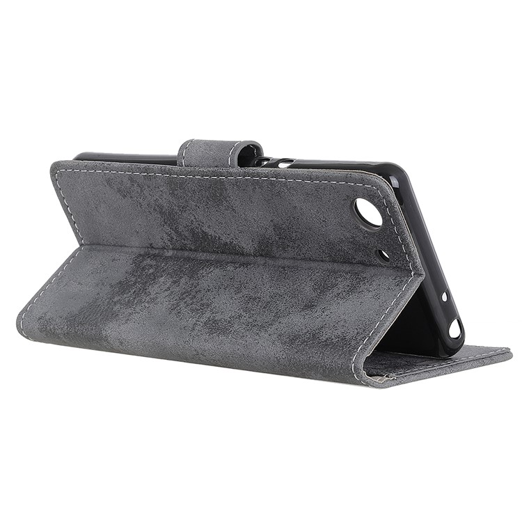 Vintage Style Leather Wallet Case for Sony Xperia XZ4 Compact - Grey-6