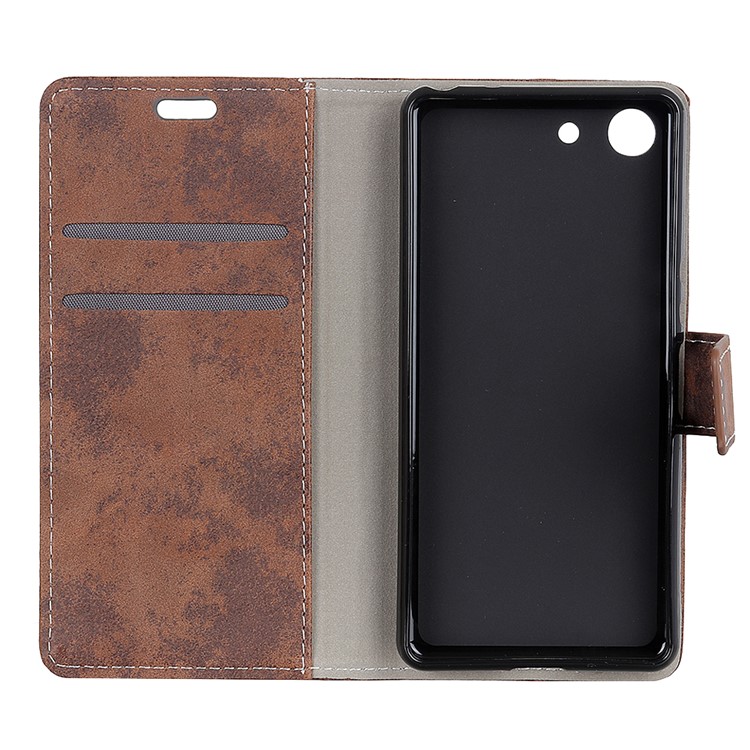 Vintage Style PU Leather Wallet Case for Sony Xperia XZ4 Compact - Brown-5