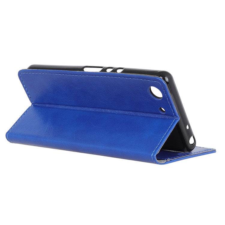 Crazy Horse Texture Stand Leather Protective Case for Sony Xperia XZ4 Compact - Blue-9