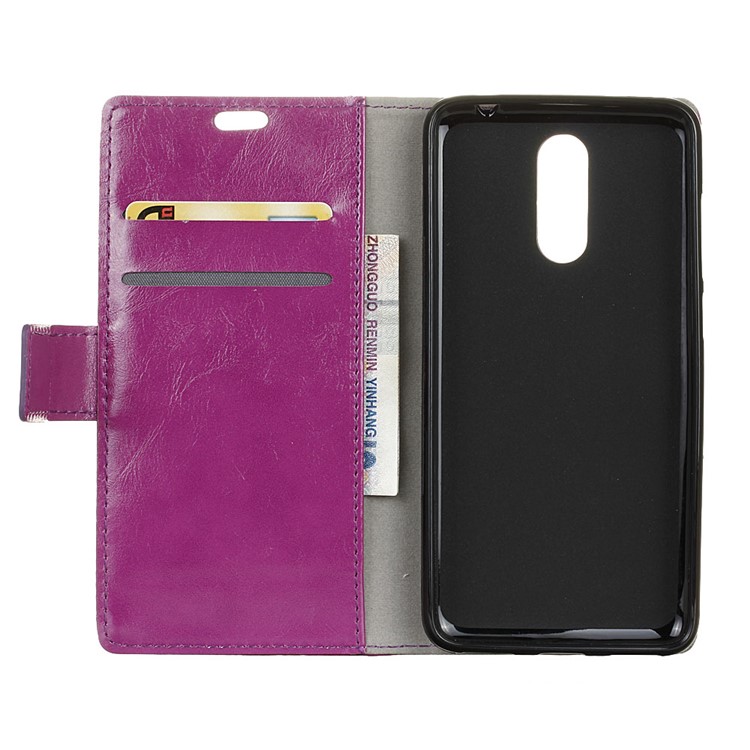 Crazy Horse Wallet Stand Leather Protective Shell for Sony Xperia 1 - Purple-5