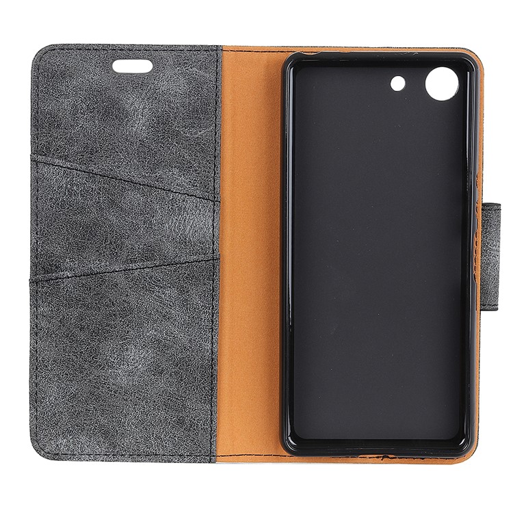 Vintage Style Split Leather Stand Magnetic Wallet Case for Sony Xperia XZ4 Compact - Grey-6