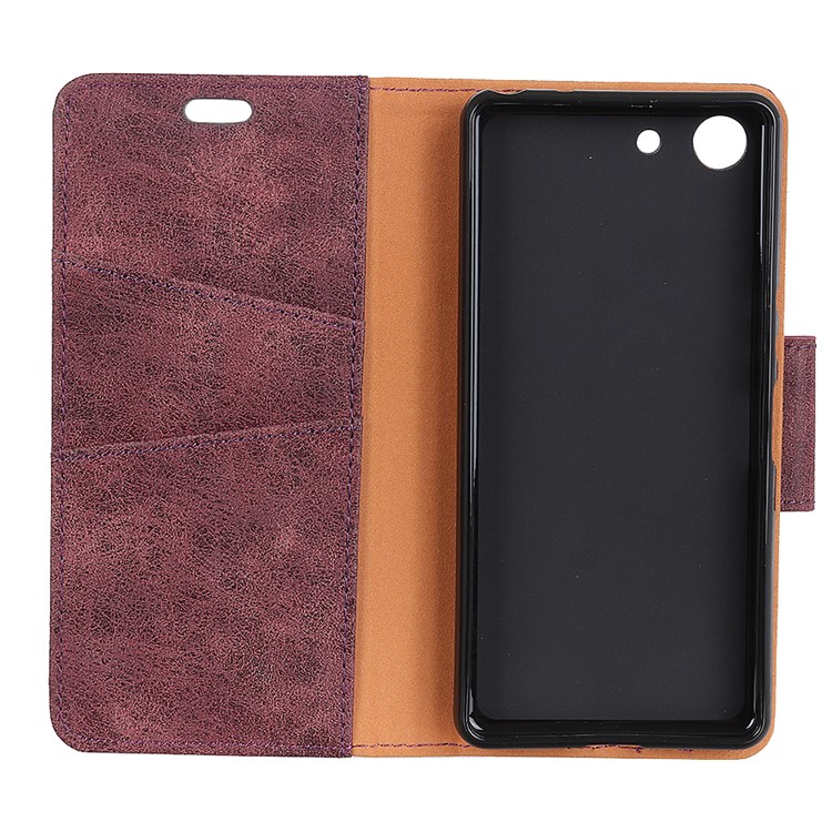 Vintage Style Split Leather Stand Magnetic Wallet Cover for Sony Xperia XZ4 Compact - Red-5