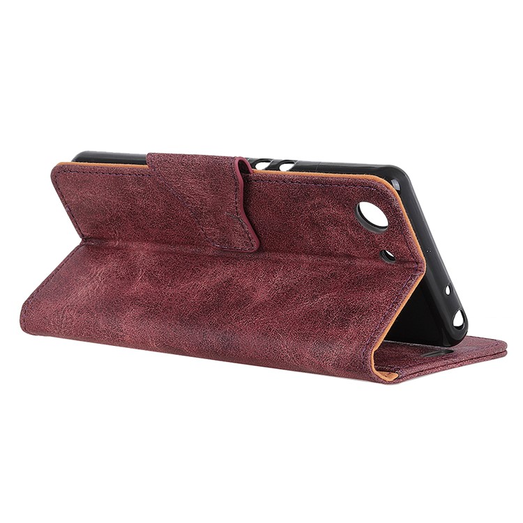 Vintage Style Split Leather Stand Magnetic Wallet Cover for Sony Xperia XZ4 Compact - Red-8