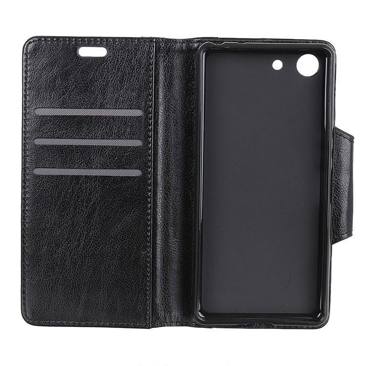 Textured PU Leather Wallet Stand Mobile Cover for Sony Xperia XZ4 Compact - Black-7