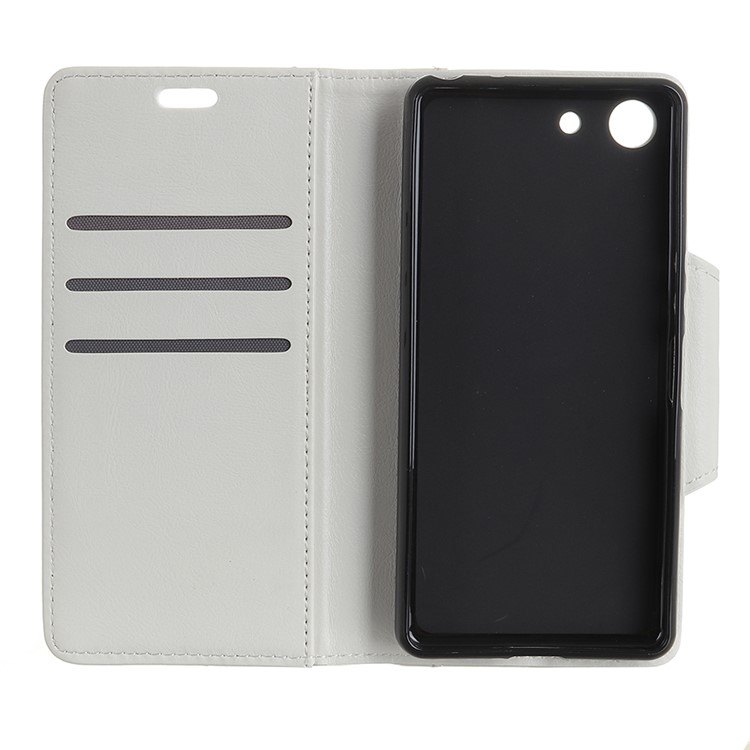Textured PU Leather Wallet Stand Mobile Case for Sony Xperia XZ4 Compact - White-7