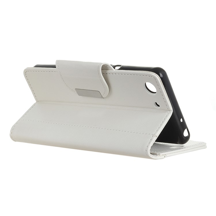 Textured PU Leather Wallet Stand Mobile Case for Sony Xperia XZ4 Compact - White-9