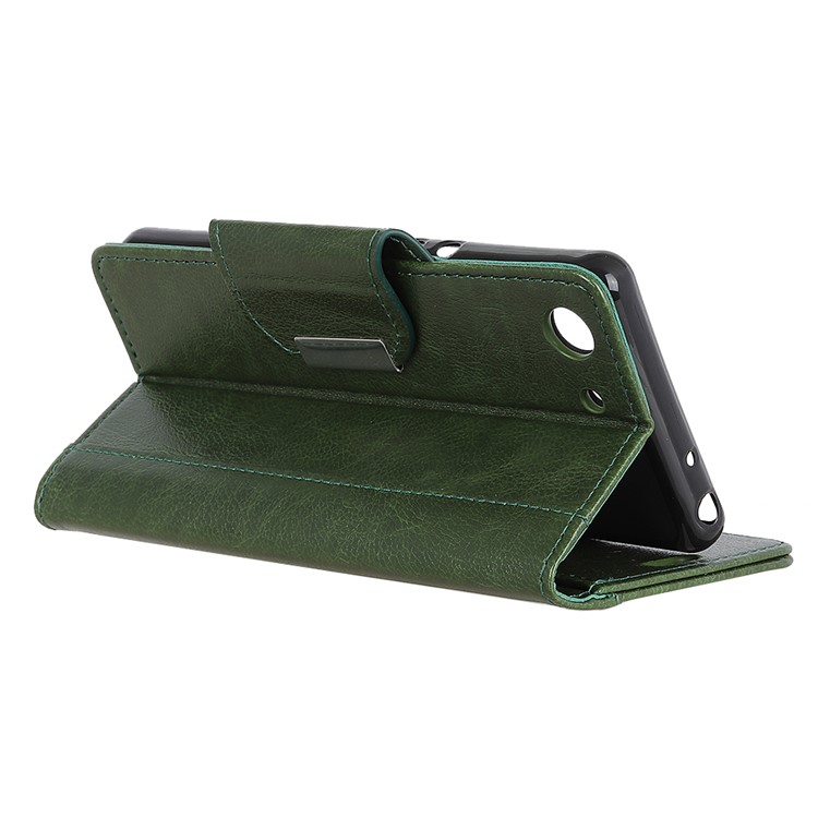 Textured PU Leather Wallet Stand Mobile Shell for Sony Xperia XZ4 Compact - Green-8