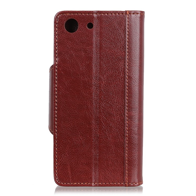 Textured PU Leather Wallet Stand Protective Mobile Casing for Sony Xperia XZ4 Compact - Brown-4