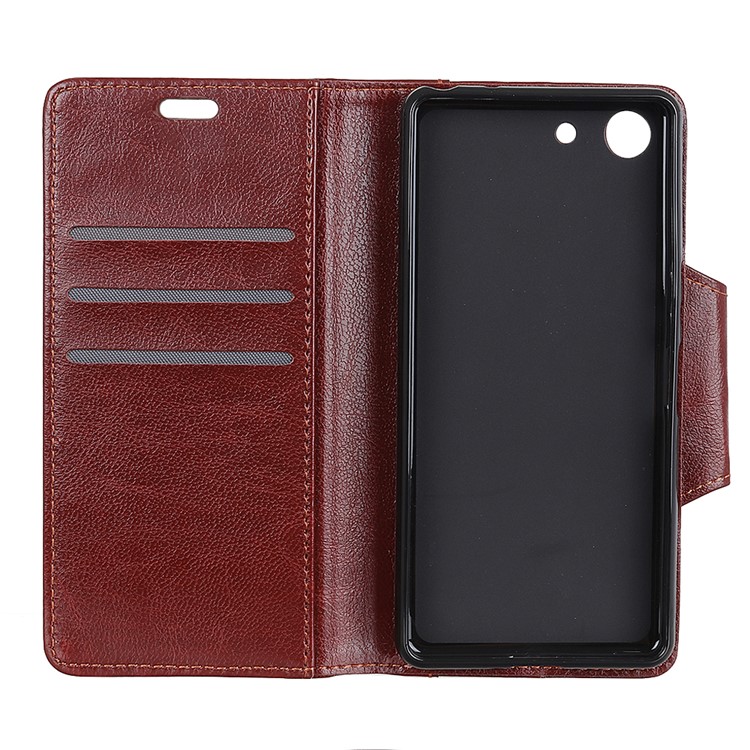 Textured PU Leather Wallet Stand Protective Mobile Casing for Sony Xperia XZ4 Compact - Brown-7