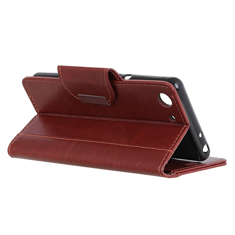 Textured PU Leather Wallet Stand Protective Mobile Casing for Sony Xperia XZ4 Compact - Brown-8