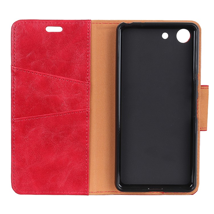 Crazy Horse Magnetic Stand Wallet Split Leather Protective Cover for Sony Xperia XZ4 Compact - Red-4