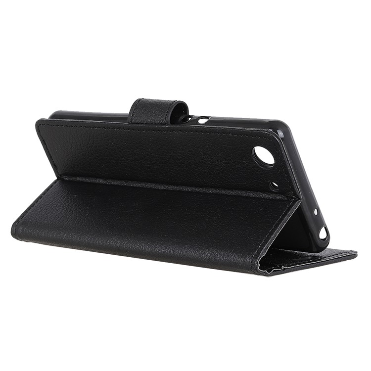 Litchi Texture Wallet Stand Protective Leather Case for Sony Xperia XZ4 Compact - Black-7