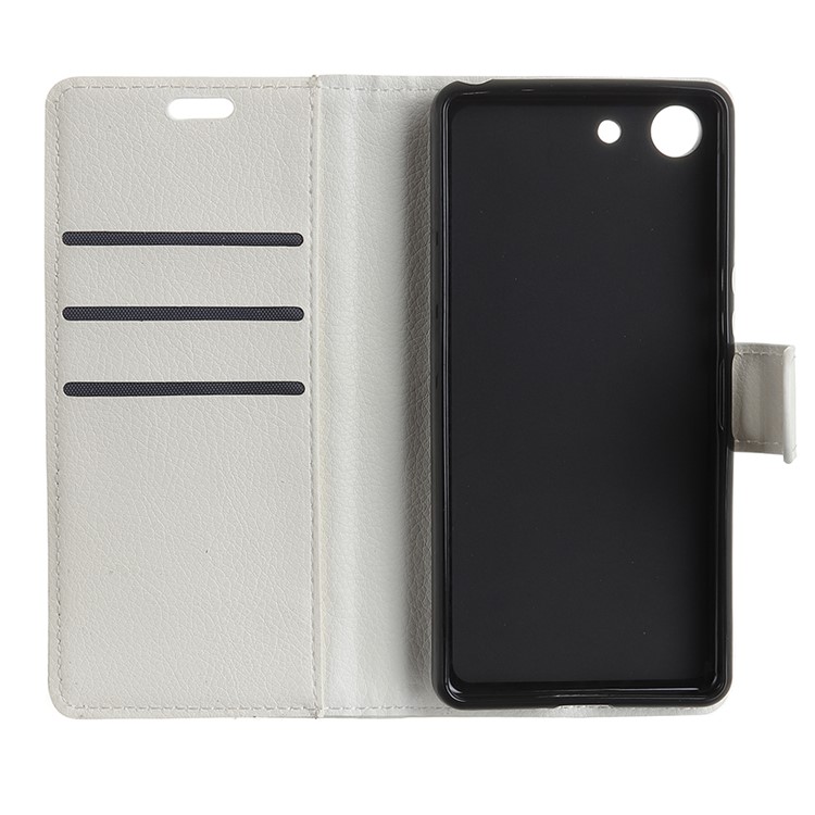 Litchi Texture Wallet Stand Protective Leather Cover for Sony Xperia XZ4 Compact - White-6