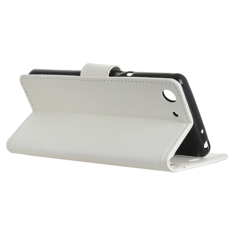 Litchi Texture Wallet Stand Protective Leather Cover for Sony Xperia XZ4 Compact - White-7