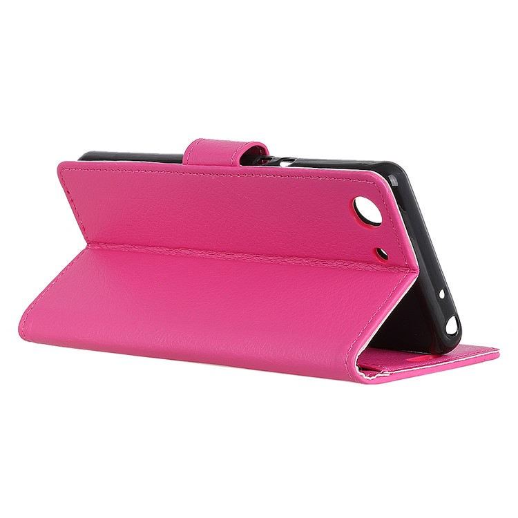 Litchi Texture Wallet Stand PU Leather Phone Shell for Sony Xperia XZ4 Compact - Rose-7