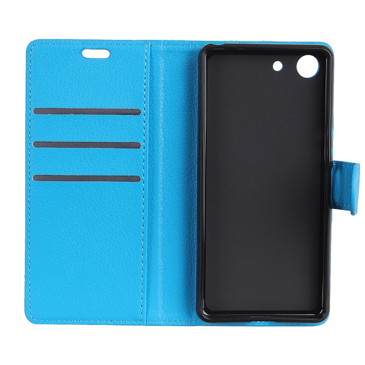 Litchi Texture Leather Mobile Cover with Wallet Stand for Sony Xperia XZ4 Compact - Blue-6