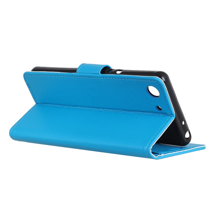 Litchi Texture Leather Mobile Cover with Wallet Stand for Sony Xperia XZ4 Compact - Blue-7