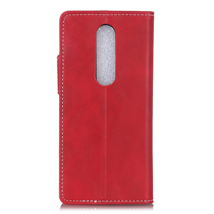 For Sony Xperia 1 S Shape Textured Wallet Magnetic Leather Mobile Shell - Red-3