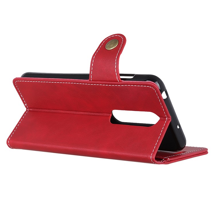 For Sony Xperia 1 S Shape Textured Wallet Magnetic Leather Mobile Shell - Red-8