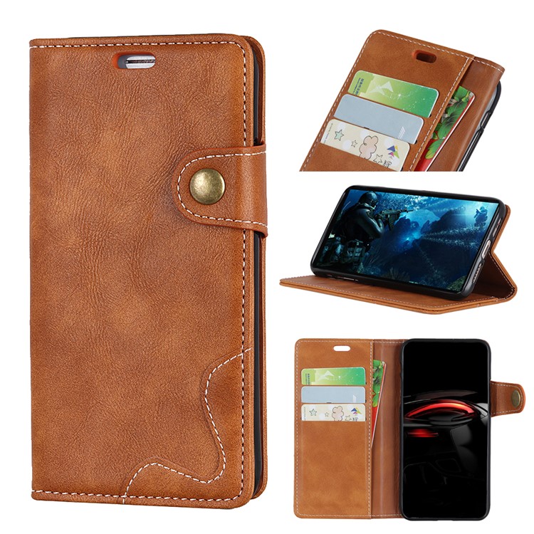 For Sony Xperia 1 S Shape Textured Protective Leather Phone Casing - Brown-1