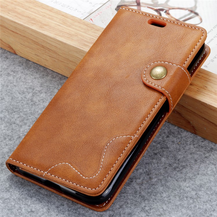 For Sony Xperia 1 S Shape Textured Protective Leather Phone Casing - Brown-10