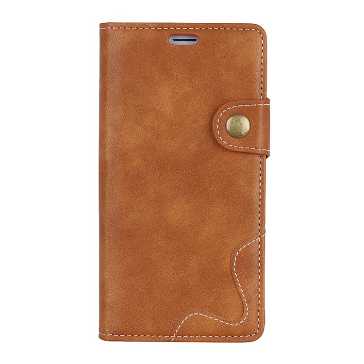 For Sony Xperia 1 S Shape Textured Protective Leather Phone Casing - Brown-2