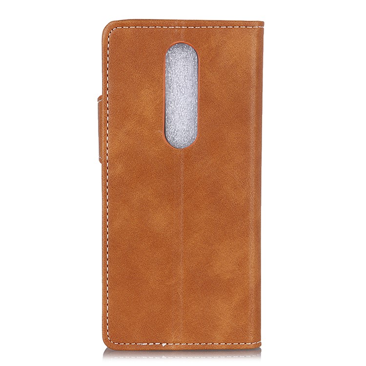 For Sony Xperia 1 S Shape Textured Protective Leather Phone Casing - Brown-3