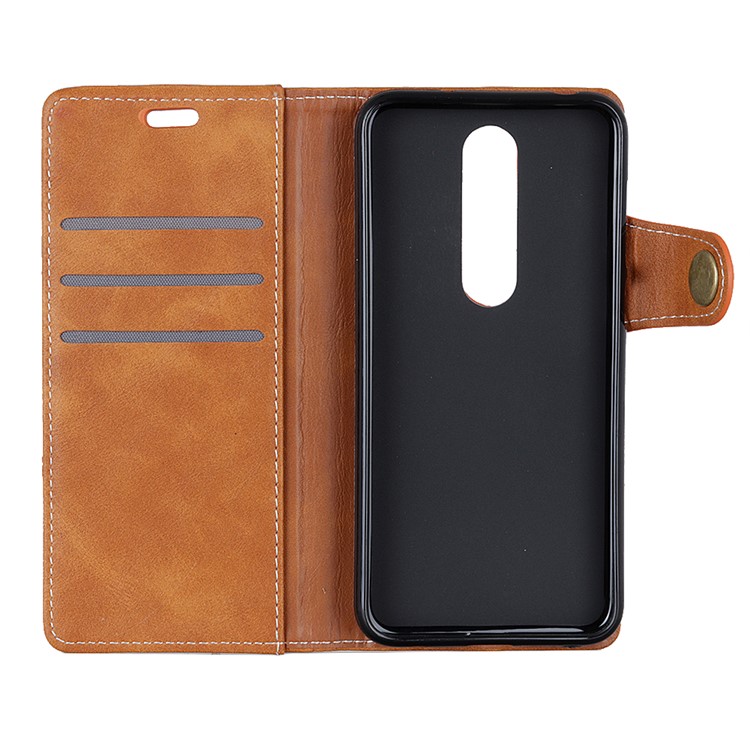 For Sony Xperia 1 S Shape Textured Protective Leather Phone Casing - Brown-4