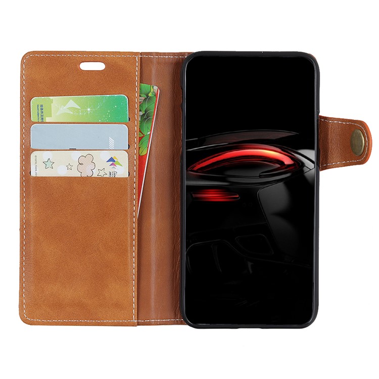 For Sony Xperia 1 S Shape Textured Protective Leather Phone Casing - Brown-5