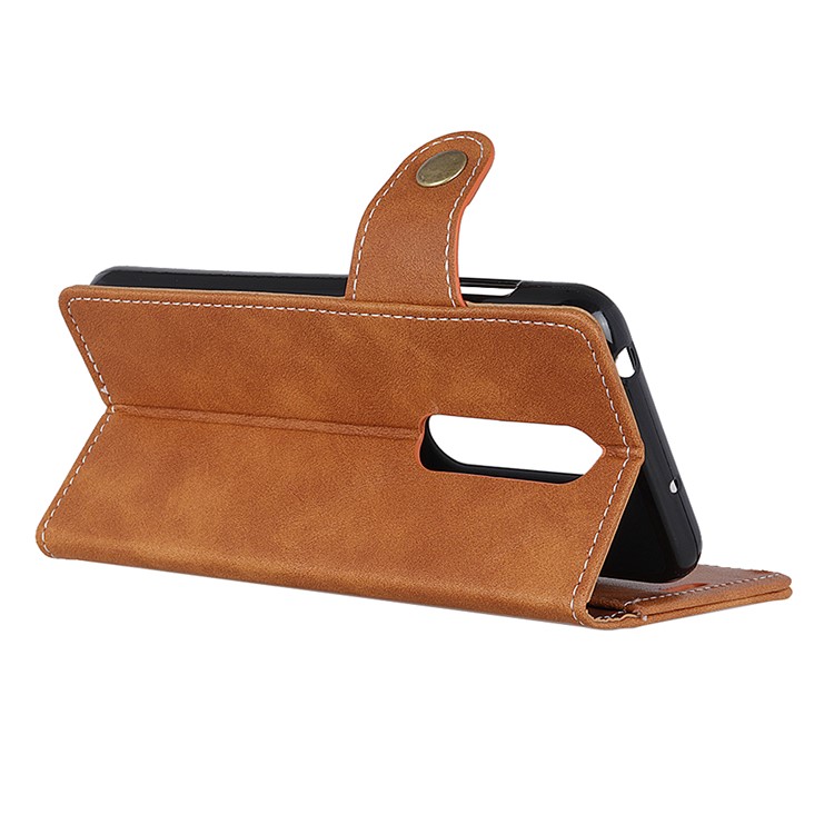 For Sony Xperia 1 S Shape Textured Protective Leather Phone Casing - Brown-8