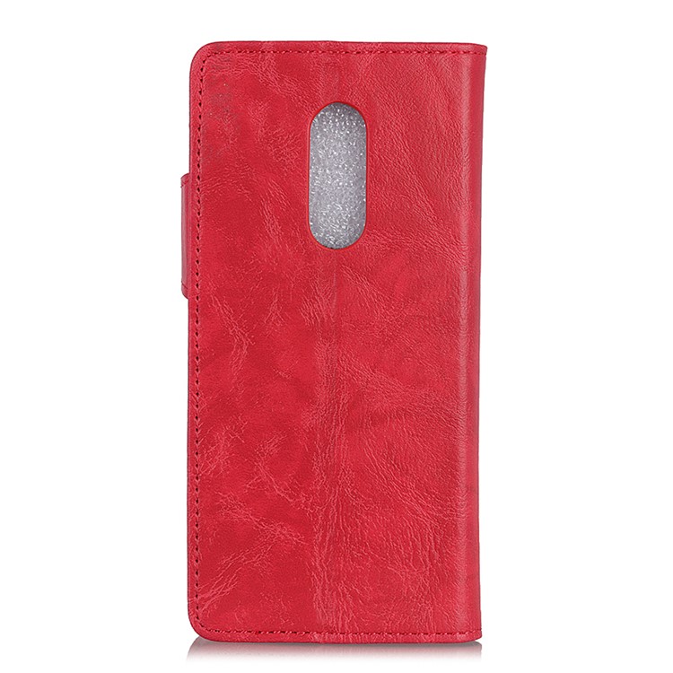 S Shape Crazy Horse Leather Protective Cover with Wallet for Sony Xperia 1 - Red-3