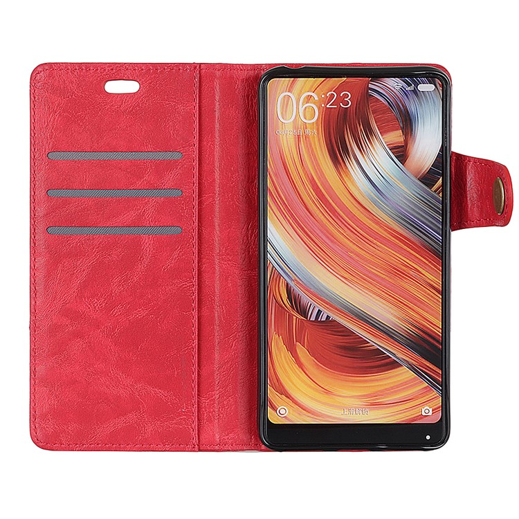 S Shape Crazy Horse Leather Protective Cover with Wallet for Sony Xperia 1 - Red-4