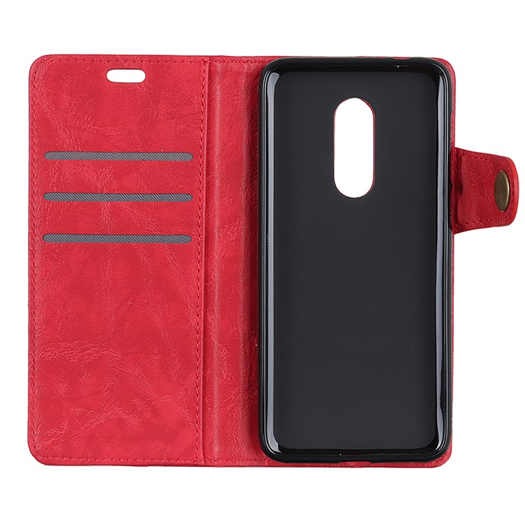 S Shape Crazy Horse Leather Protective Cover with Wallet for Sony Xperia 1 - Red-5