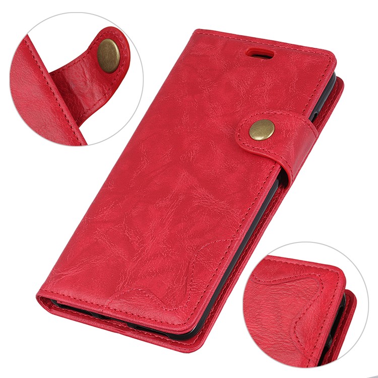 S Shape Crazy Horse Leather Protective Cover with Wallet for Sony Xperia 1 - Red-6