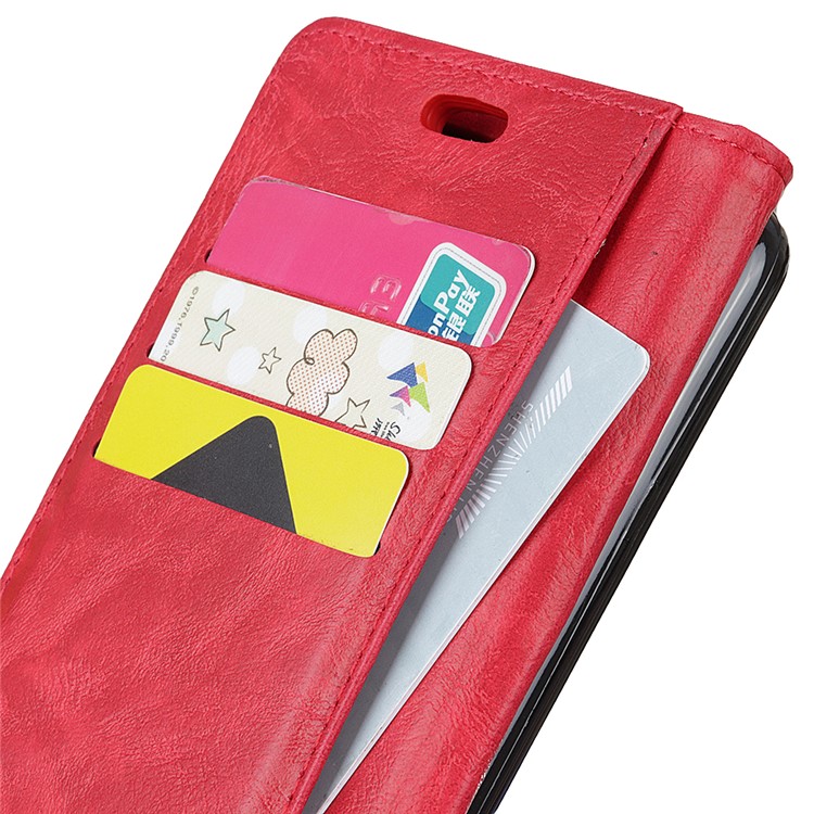 S Shape Crazy Horse Leather Protective Cover with Wallet for Sony Xperia 1 - Red-7