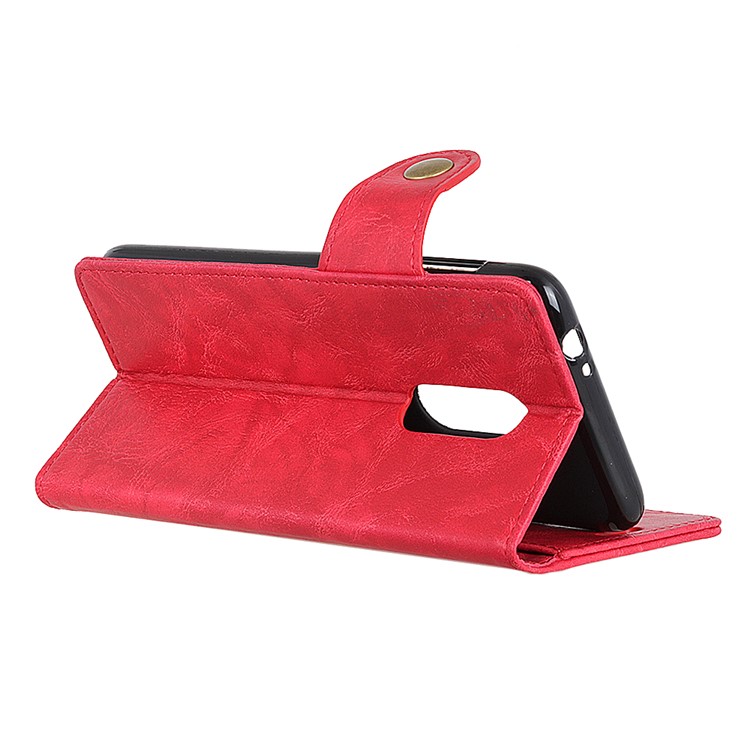S Shape Crazy Horse Leather Protective Cover with Wallet for Sony Xperia 1 - Red-8